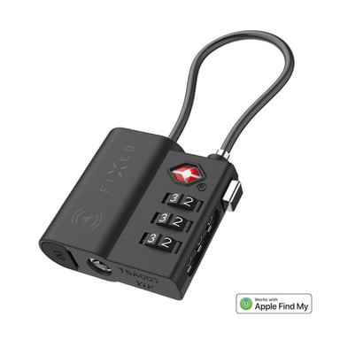 Fixed Tag Lock avec support Apple Find My - Cadenas de voyage TSA pour valise - Noir