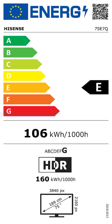 TV QLED Hisense 4K UHD 75E7Q 190 cm 2025 - vue 5