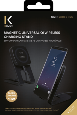 Base de carga inalámbrica Qi magnética universal (carga rápida de 10 W), Negro
