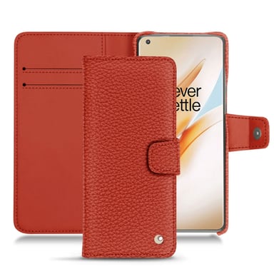 Housse cuir OnePlus 8 Pro -  - Orange - Cuir grainé