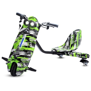 Triciclo Drift Infantil 3 Ruedas Pantalla LCD Verde 8'' Batería de Litio 36V Velocidad 25km/h Autonomía 25km