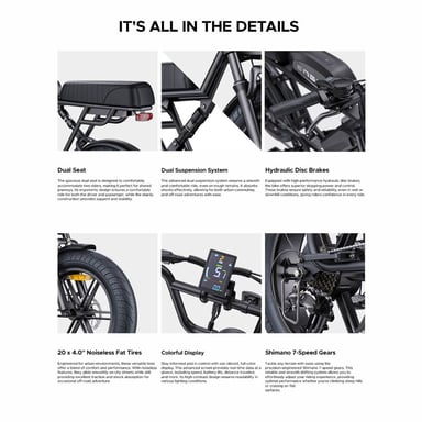 Bicicleta de montaña eléctrica ENGWE M1 de 20 pulgadas con batería de 48 V y 28,6 Ah