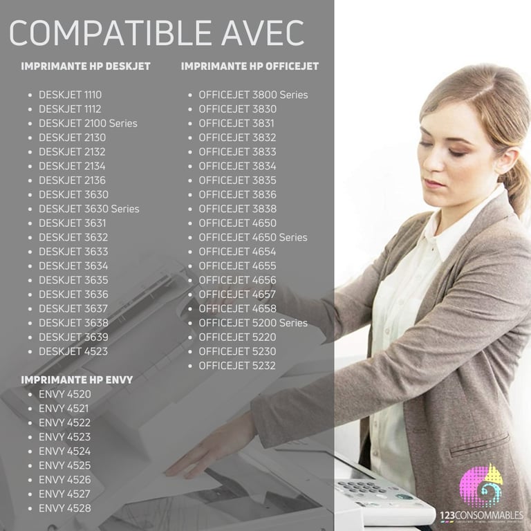 123CONSOMMABLES 302XL Pack 2 cartouches compatibles HP 302 et couleurs Neuf - vue 4
