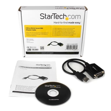 StarTech.com Cable 0,3m USB a Puerto Serie Serial RS232 DB9 con Retención del Puerto de Asignación COM