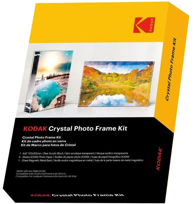 KODAK - Cadre transparent, Format A6 (10x15cm) avec 5 feuilles de papiers photos et une feuille magn