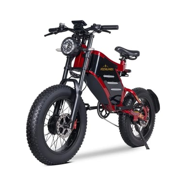 Bicicletta Elettrica X7 | Velocità Massima 55 km/h | Autonomia 90 km | Motore 1000W*2 | Batteria 48V 30Ah | Pnei da 20 PolliciT | Nero&Rosso