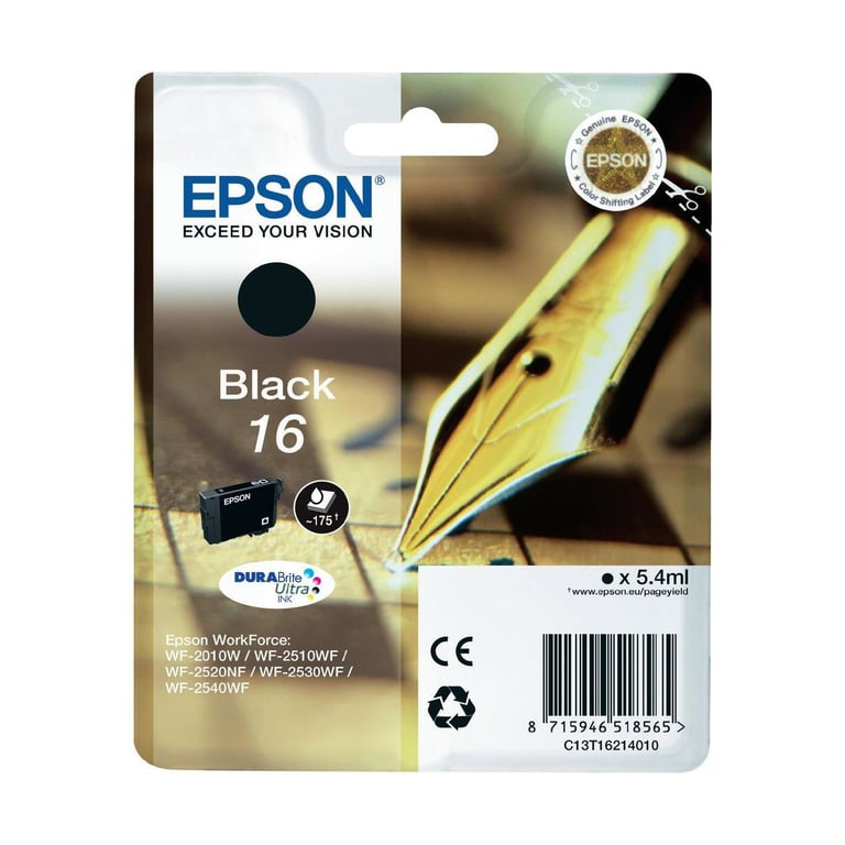 Epson 16 5.4 ml original emballage coque avec alarme radioélectrique/ acoustique cartouche d'encre pour WorkForce WF 2010 2510 2520 2530 2540 2630 2650 2660 2750 2760