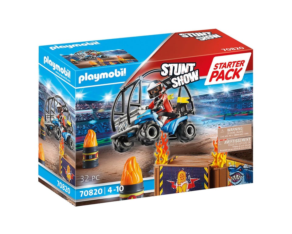 Figurine Starter Pack Stuntshow Avec Rampe Playmobil La Boîte Avec Accessoires Inclus