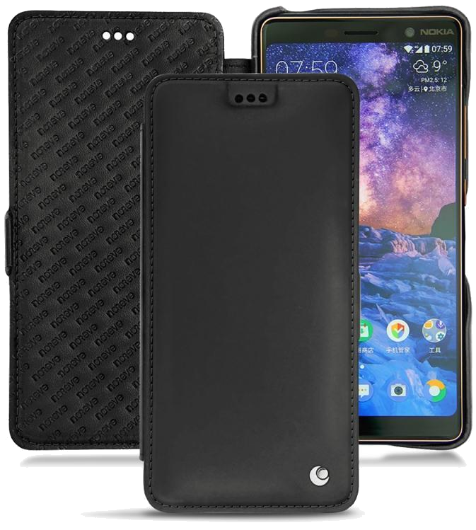 Housse cuir Nokia 7 Plus - Rabat horizontalNoir