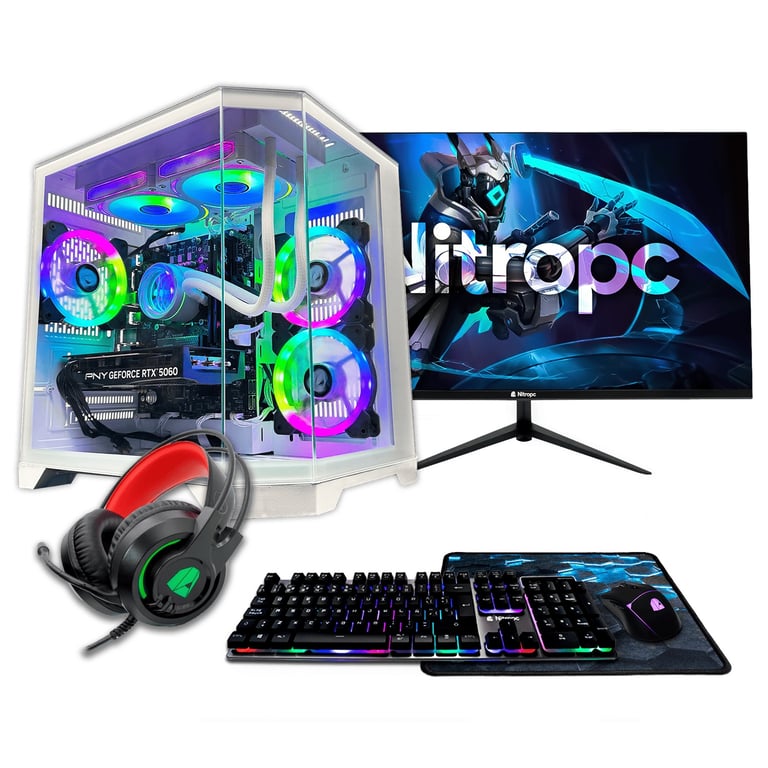 PC Gamer complet Nitropc Pack Gold Intel i5 RTX 3050 8Go RAM .2 1TB Win11 WiFi Écran 24 FullHD et accessoires Neuf