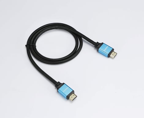 D2 HDMI 2.1 Ultra HD 8k trenzado de oro cable de nylon - de alta velocidad a través de Ethernet Full HD 1080P / 2160P 60Hz 3D TV PS5 - Triple cable blindado - Conectores chapados - 1M - Negro