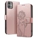 Zanaé Funda tipo cartera para iPhone 11 Premium Diseño Flores Mariposa Rosa dorado