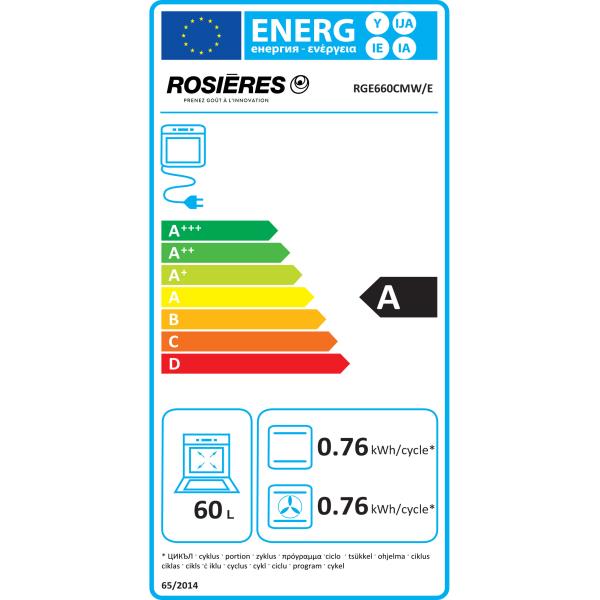 ROSIERES Cuisinière mixte 60 cm 3+1 four multifonction catalyse RGE660CMWE - vue 4
