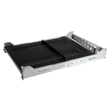 StarTech.com Bandeja Ventilada 2U Deslizante de 19'' para Rack de Servidores con Brazo de Gestión de Cables - Profundidad ajustable de 70,3 a 80,2cm - Carga 22,7kg - Profundidad de 60cm
