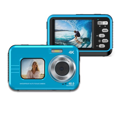 Fotocamera subacquea impermeabile 48MP/4K/zoom 16x/doppio schermo/messa a fuoco automatica Blue