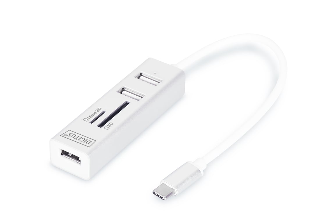 Digitus Concentrateur à 3 ports OTG USB Type C™ + lecteur de carte Neuf