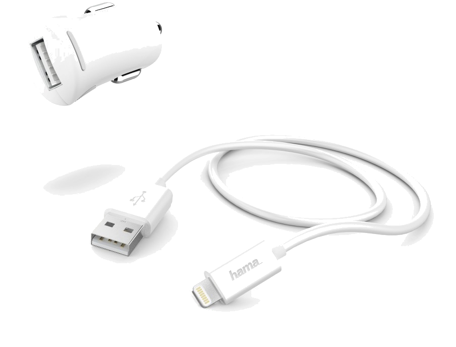 Kit charge allume cigare, Lightning, 2,4 A, blanc