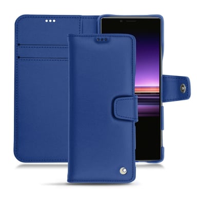 Housse cuir Sony Xperia 1 - Rabat portefeuille - Bleu - Cuir lisse