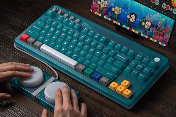 Teclado Mecánico Retro 8BitDo Clear Blue Edition (Teclado Qwerty 87 teclas - DISPOSICIÓN ANSI / ANSI LAYOUT)