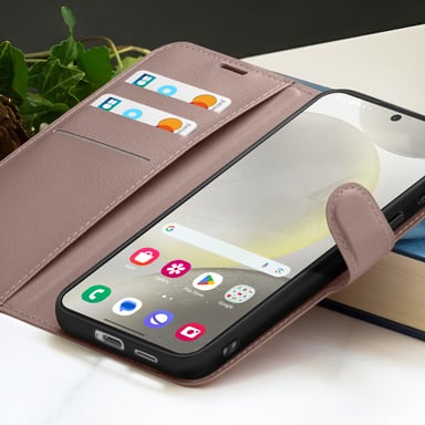 Zanaé Funda tipo cartera para Galaxy S24 con función de soporte y lengüeta magnética Topo