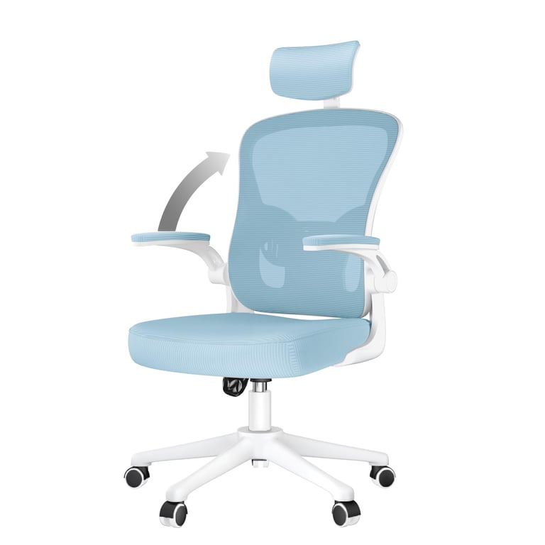 Chaise de bureau ergonomique avec hauteur réglable appui tête accoudoirs relevables et support lombaire Neuf - vue 6