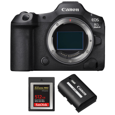 Cámara híbrida Canon EOS R5 Mark II + 1 SanDisk 512GB Extreme PRO CFexpress Type B + 1 Canon LP-E6P + Ebook ''20 consejos para fotos que impactan''