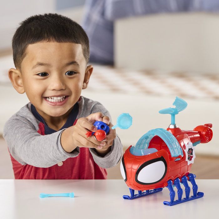Hélico de l'équipe Spidey, figurine de 7,5 cm et véhicule avec projectile, Marvel Spidey et ses Amis Extraordinaires, des 3 ans - Neuf