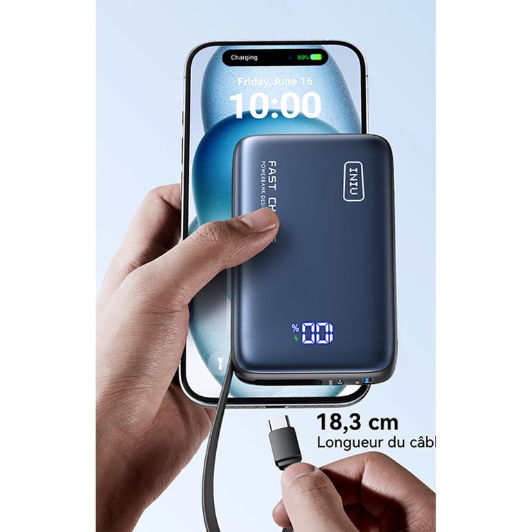 Powerbank Pockets 20000mAh avec 2 ports USB AUSB C Ultra Rapide Neuf - vue 3