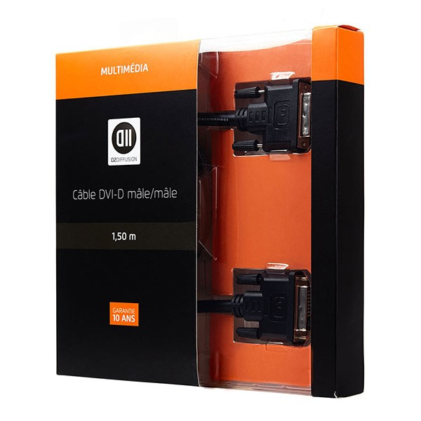 D2 Diffusion Câble Dvi/dvi Mâle/mâle 1.50m Signal Dual Link (meilleure Réso) Noir - Dvi-d 24+1