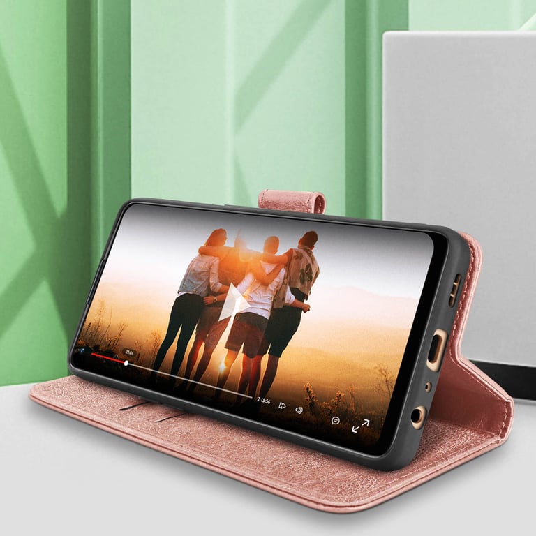 Avizar Rose Housse Pour Oppo Reno 7 Clapet Portefeuille Fonction Support Vidéo Champagne - Image 3