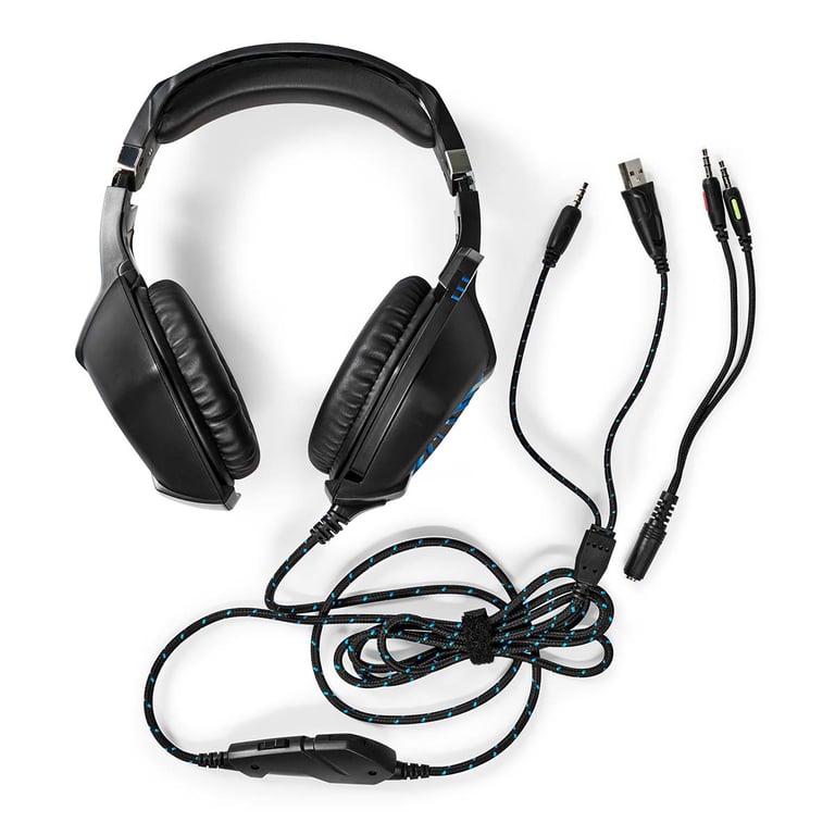Casque Gamer Nedis GHST250BK – Stéréo USB-A, Télécommande Intégrée