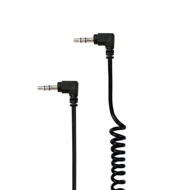 WE Cavo audio ausiliario Jack/Jack 3,5 mm maschio angolato a spirale 2 m - Resistente - Compatibile con cuffie Beats, iPhone iPad iPod HiFi Cuffie stereo per auto Smartphone Tablet MP3 - Nero