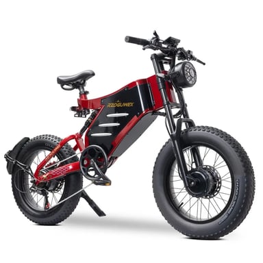 Bicicletta Elettrica X7 | Velocità Massima 55 km/h | Autonomia 90 km | Motore 1000W*2 | Batteria 48V 30Ah | Pnei da 20 PolliciT | Nero&Rosso