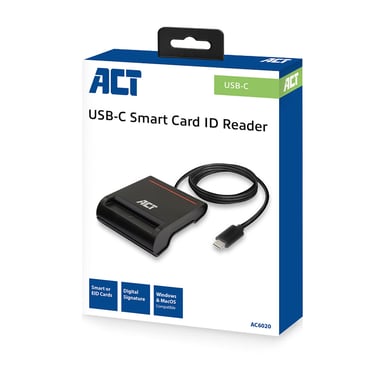 ACT AC6020 lector de tarjeta inteligente Interior USB USB 2.0 Negro