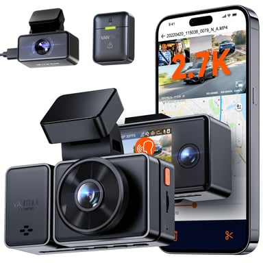 Vantrue E3 Dashcam-3 canaux 2.7K avec WiFi, GPS, Bluetooth SOS et vision nocturne