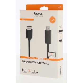 Cable de vídeo, conector DisplayPort - conector HDMI, Ultra-HD 4K, 1,50 m