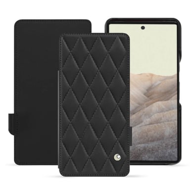 Housse cuir Google Pixel 7 -  - Noir - Cuir lisse couture
