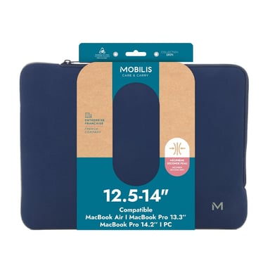 Housse en Néoprène pour Ordinateur Portable 12,5-14'', Pochette Protection PC/Notebook Etui Compatible avec MacBook Air/Pro 13.3'', Bleu Marine/Gris