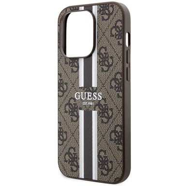 Custodia Guess per iPhone 15 Pro 6.1'' marrone Custodia rigida 4G a strisce stampate MagSafe