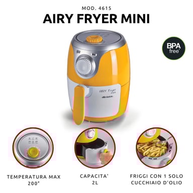 Ariete 4615/00 Unique 2 L Autonome 1000 W Friteuse d'air chaud Jaune