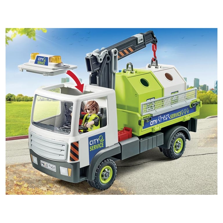 Camion Grue de Recyclage de Verre avec Personnages et Accessoires Neuf - vue 2