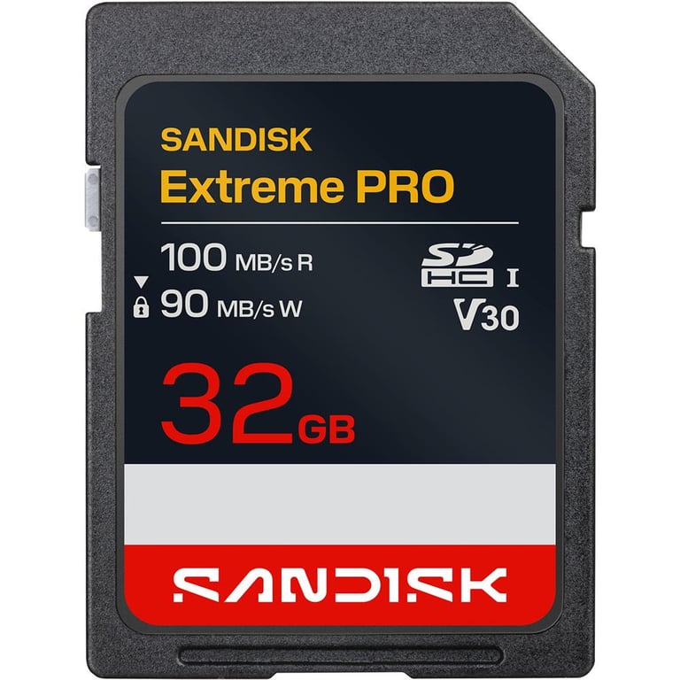 Carte mémoire SDHC SanDisk Extreme PRO 32 Go UHS-I U1 V30 100/90 MB/s Gris Noir Rouge Blanc Marron - Neuf
