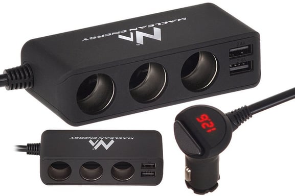 Maclean MCE117 cargador de dispositivo móvil Smartphone, Tableta Negro Encendedor de cigarrillos Auto