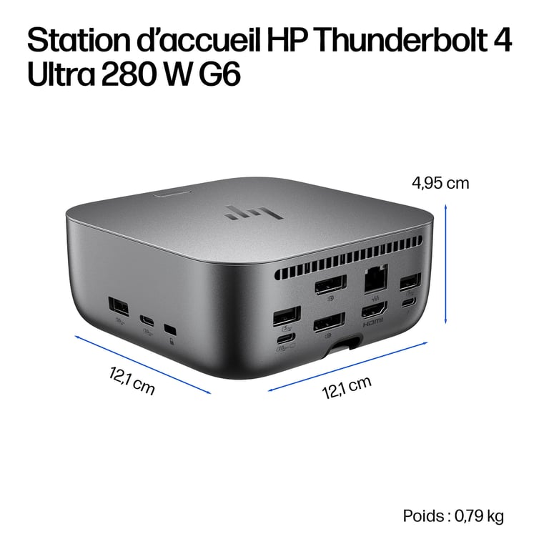HP Docking Station Thunderbolt 4 Ultra G6 Grigio 3 USB C 5 USB A HDMI 2 DP - vue 3