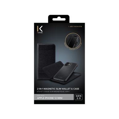 GEN 2.0 funda y carcasa magnética delgada 2 en 1 para Apple iPhone 12 mini, Negro