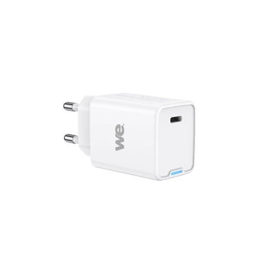 Bundle chargeur WE USB-C + câble USB-C/USB-C 1,2m - Chargeur 1 port USB-C 45W - PD/QC3.0 - Blanc