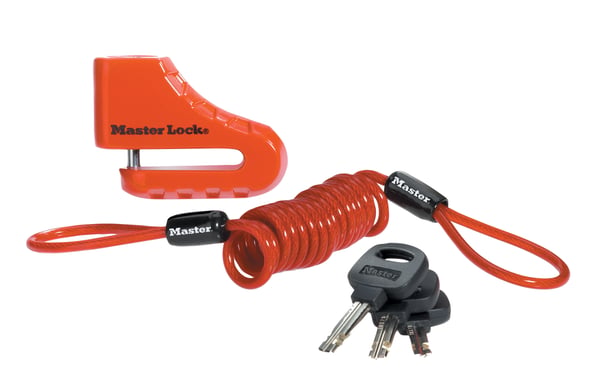MASTER LOCK Antivol bloque-disque de 5cm avec anse en acier ; rouge