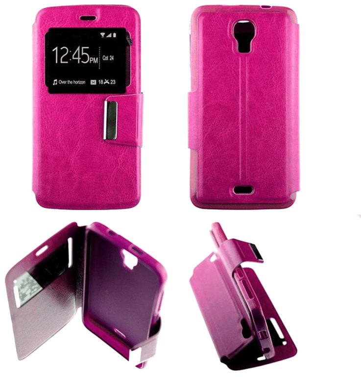 Etui Folio compatible Rose Fushia Wiko Bloom