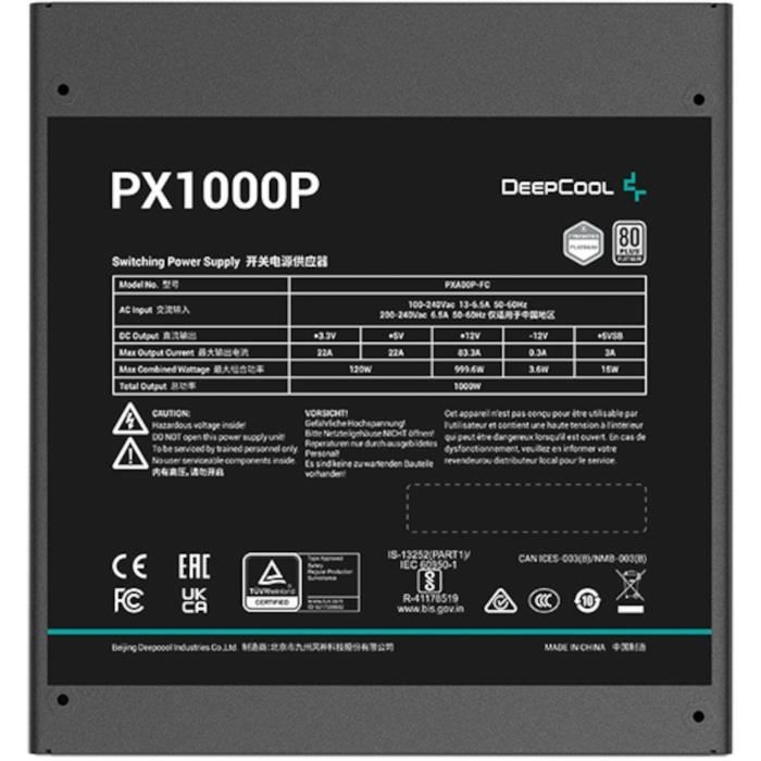 DEEPCOOL PX1000P ATX 3.0 Alimentation PC 80Plus Platinum Ventilateur 120mm Full modulaire Neuf - vue 3