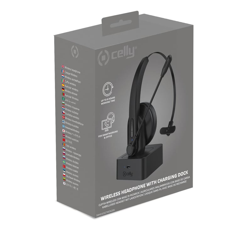 Celly SWHEADSETMONO Casque Sans fil Arceau BureauCentre d'appels Bluetooth Socle de chargement Neuf - vue 2